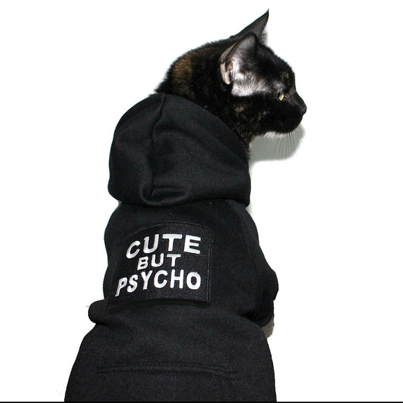 Cute but Psycho Black & White Prt Hoodie for Dogs / Cats